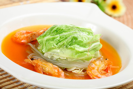 中式美食虾干煨牛心菜图片