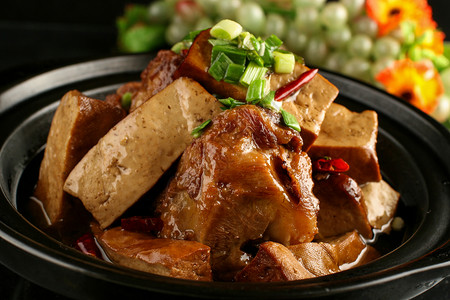 中式美食马桥香干筒骨背景图片