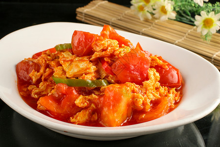 拍摄食物中式美食番茄炒蛋背景