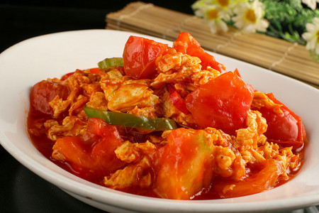 中式美食番茄炒蛋高清图片