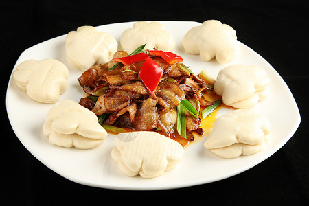 中式美食回锅肉夹饼高清图片