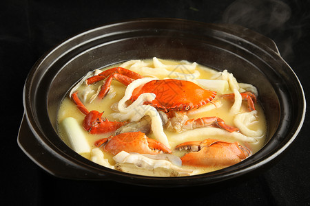 中式美食海鲜蟹手擀面高清图片