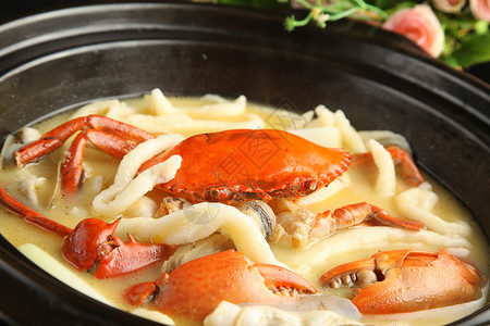 海鲜锅烧面中式美食海鲜蟹手擀面背景