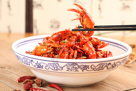 厨师小龙虾鲜汤中式美食干煸香辣小龙虾背景