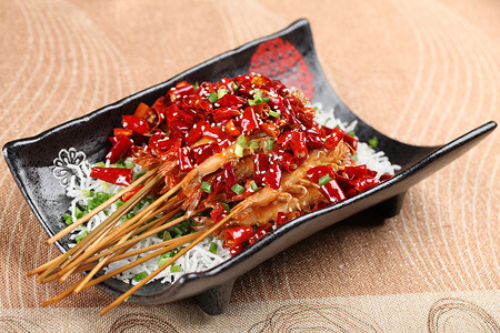中式美食香辣串串虾图片