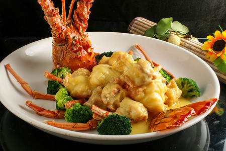 龙虾厨师中式美食龙虾背景