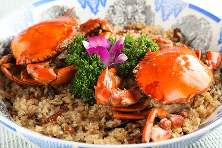 中餐红蟹油饭图片