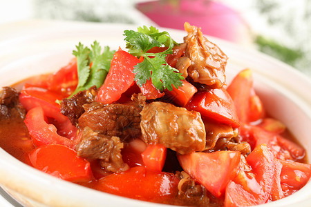 美食番茄牛腩煲中餐西红柿牛腩煲背景