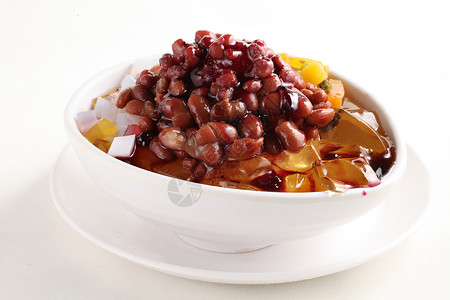红豆芋圆冰沙甜品缤纷水果捞背景