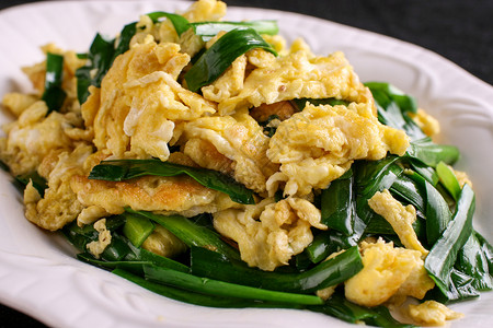 韭菜炒鸡蛋传统马来菜高清图片