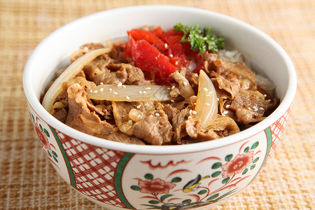 日式牛肉饭日式肥牛饭背景