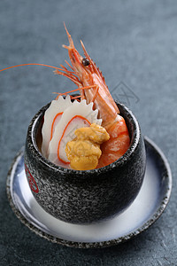 海胆料理海鲜蒸蛋大虾背景