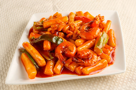 海鲜炒年糕韩式食物高清图片