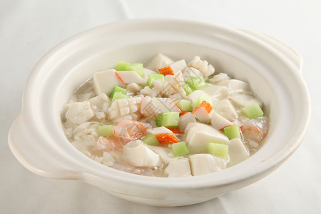 海鲜豆腐煲鲜虾豆腐高清图片