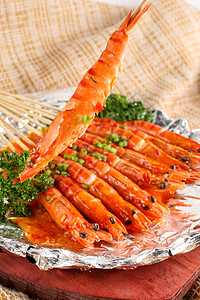 铁板串串虾健康食物铁板虾高清图片
