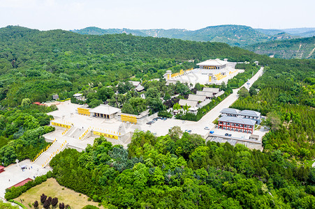 祭祖堂陕西黄帝陵景区航拍背景