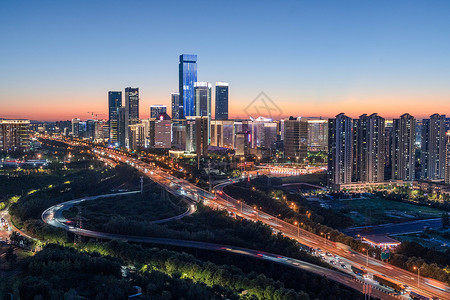 西安高新锦业路CBD城市夜景背景