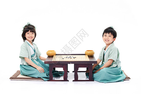 国学儿童下五子棋形象背景图片