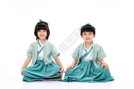 身穿传统汉服的国风儿童背景图片