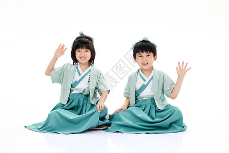 身穿传统汉服的国风儿童背景图片