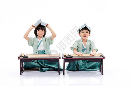 课堂上国学传统知识的孩子们背景图片