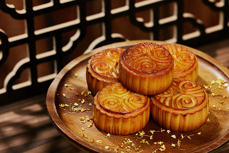 美味的传统中秋节月饼背景图片