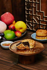 写实风中秋月饼中国传统风中秋节月饼背景