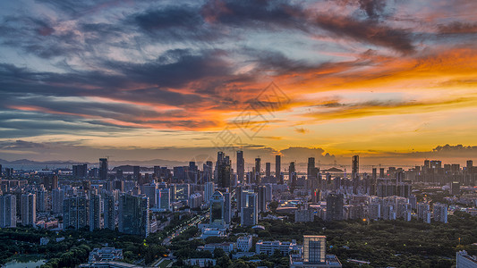 深圳科技园深圳南山区科技园晚霞城市风光背景