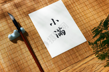 水墨书法古风传统节气小满古风书法特写背景