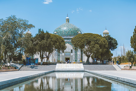 新疆清真寺中国新疆南疆喀什地区喀什香妃园景区建筑风光背景
