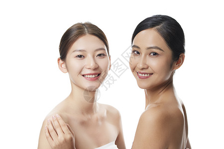 黑白肤色的女性面部展示背景图片
