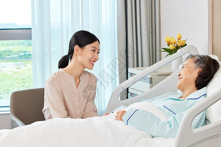 医院看望女儿探望慰问生病住院的母亲背景
