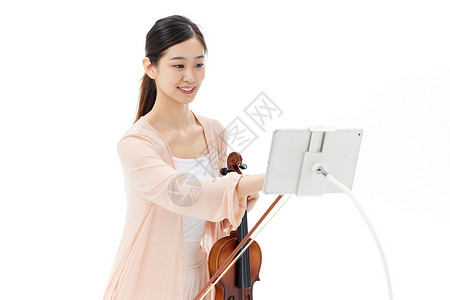 拉小提琴的美女线上教学录直播课程高清图片