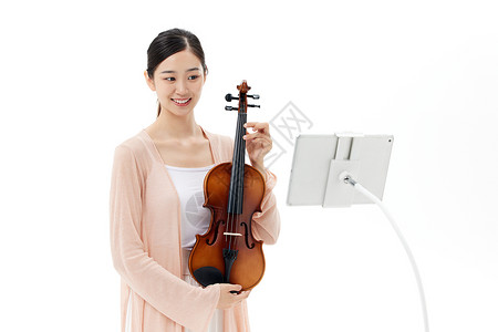 女子线上教学录直播小提琴课程图片