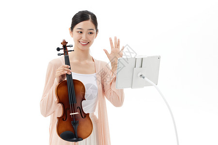 拉小提琴的女性线上教学录直播课程高清图片