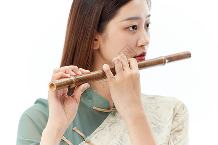 中国风笛子国风美女吹笛子背景