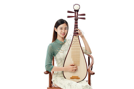 手拿琵琶的国风传统美女高清图片