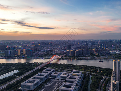 佛山新城广东佛山东平大桥晚霞风光背景