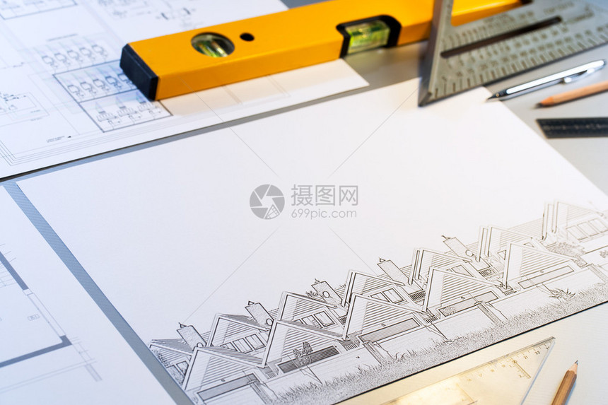 技术图纸和测量工具图片