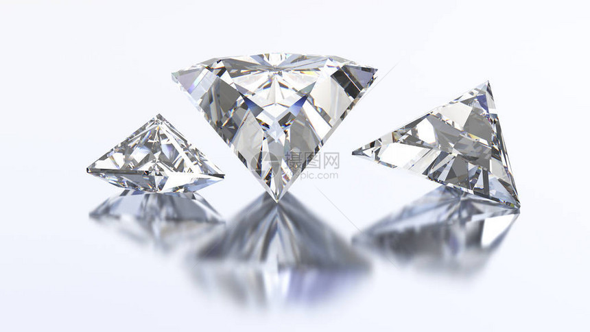 3D插图三角方形钻石图片