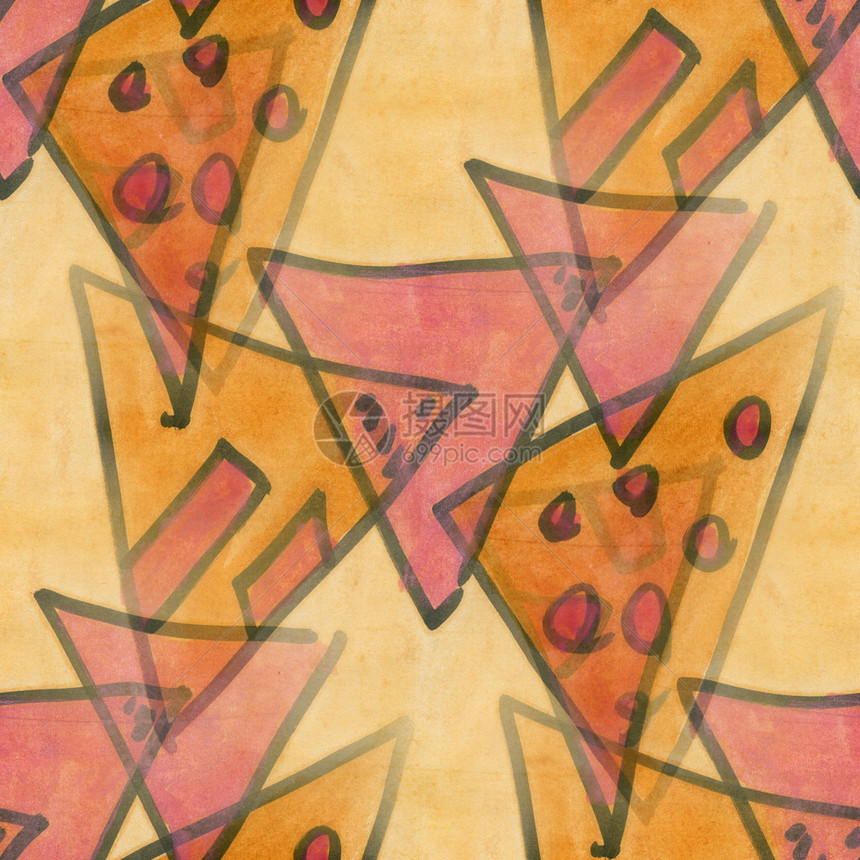 黄色艺术三角形图案三角形抽象无缝条图片