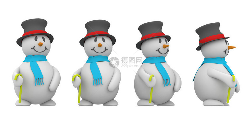 以3d显示的漂亮雪人图片