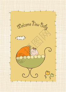 欢迎新生婴儿卡通卡纸背景图片