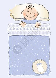 婴儿与睡在床上的孩子一起的图片