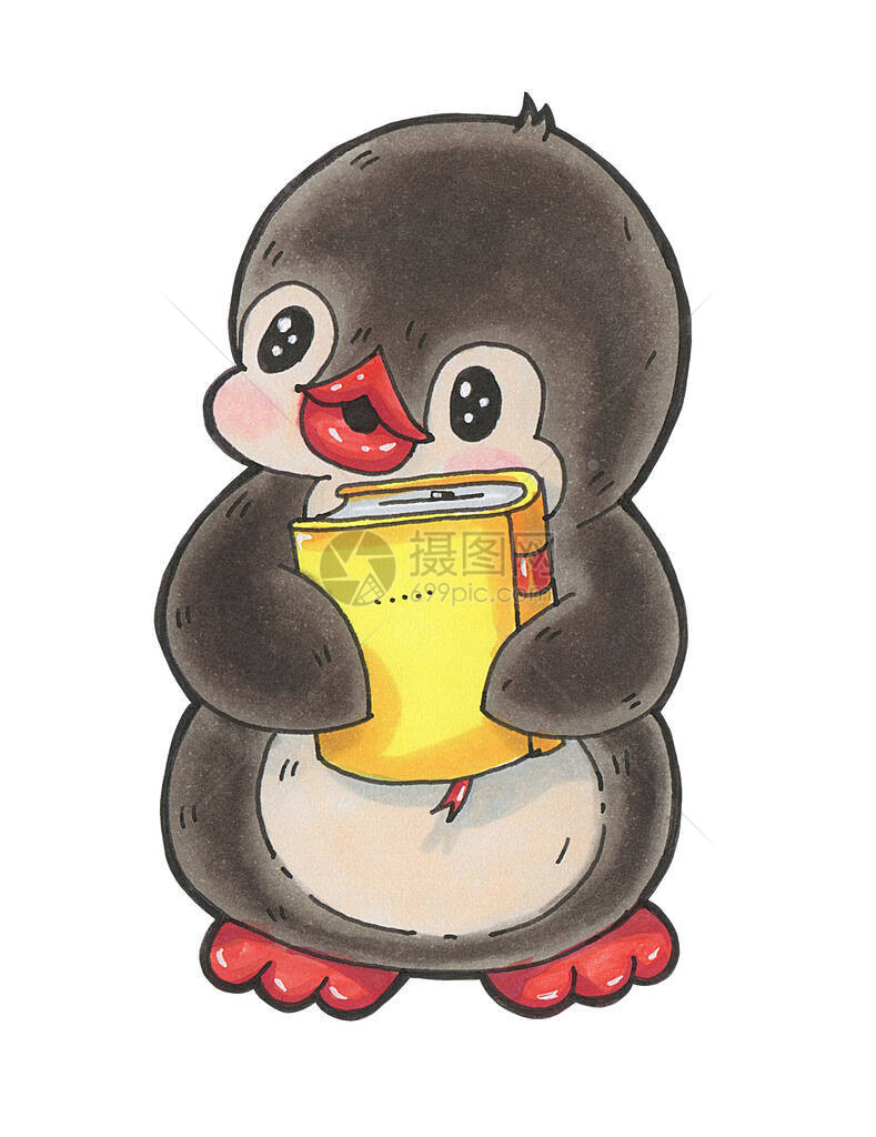 有趣的漫画企鹅有一本书图片