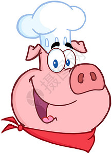 快乐猪厨师头卡通人物背景图片