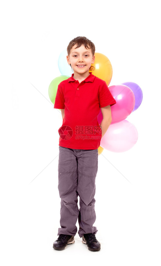 在生日派对上带着多彩气球的快图片