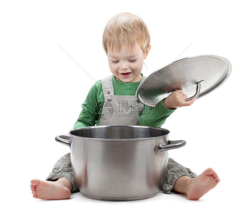 婴儿在沙油锅里看白种图片