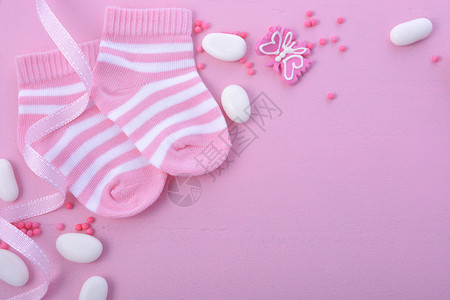 婴儿袜子粉色主题背景背景图片