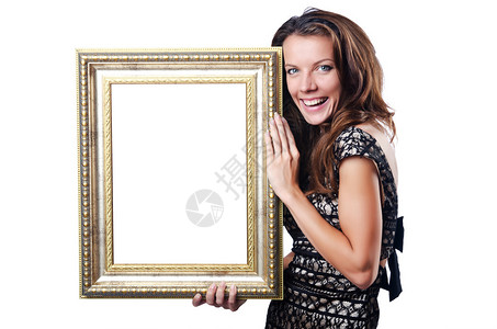 白色相框的年轻女子图片